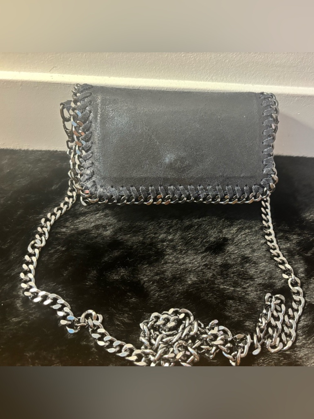 Black Chain-Trim Crossbody Bag